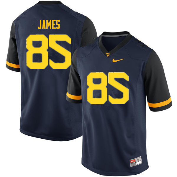 NCAA Men's Sam James West Virginia Mountaineers Navy #85 Nike Stitched Football College Authentic Jersey FY23H28DU